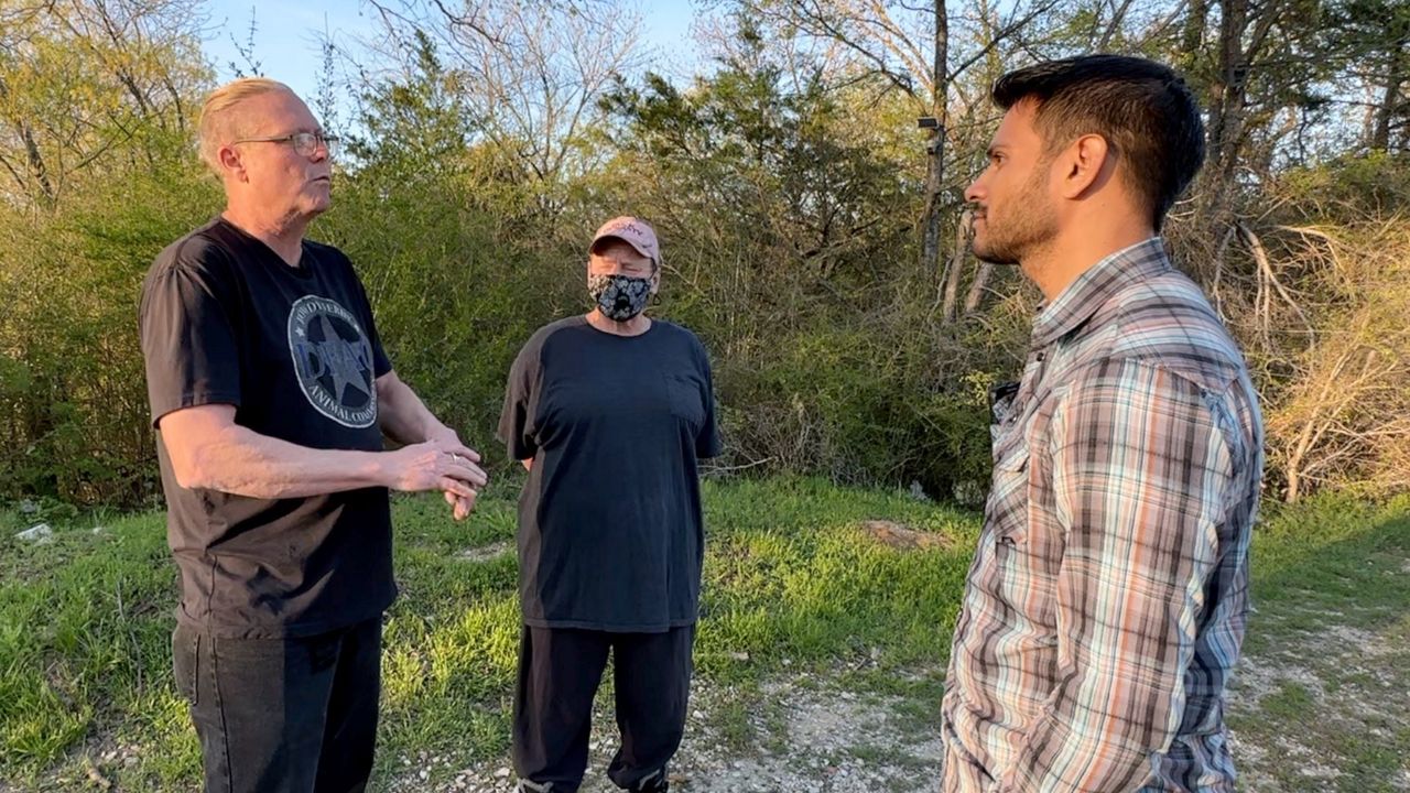 Dallas human interest reporter Lupe Zapata meets with members of the Dowdy Ferry Animal Commission to talk about the dog dumping problem in South Dallas. (Spectrum News 1/Lupe Zapata)